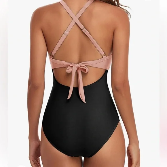 Eomenie One Piece women’s Tummy Control Cutout pink black M Swimsuit NWT - Picture 4 of 13